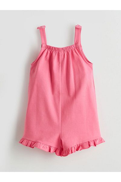 LC Waikiki Lcw Kids Square Collar Embroidered Girl's Salopet