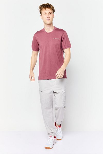 adidas X Terrex Men Sportswear Fit Short Sleeve Outdoor T-shirt, Maroon
