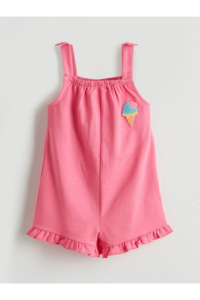 LC Waikiki Lcw Kids Square Collar Embroidered Girl's Salopet
