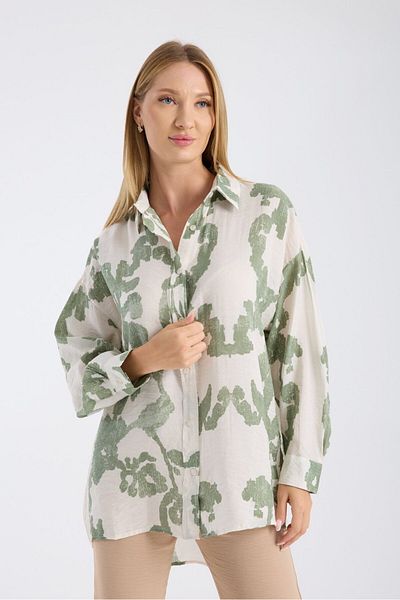Reji Patterned Oversize Loose Modal Shirt