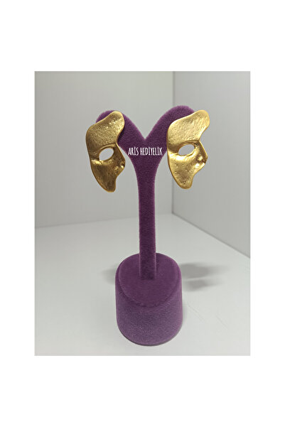 FASHİON JEWELRY Gold Plated Face/Mask Earrings