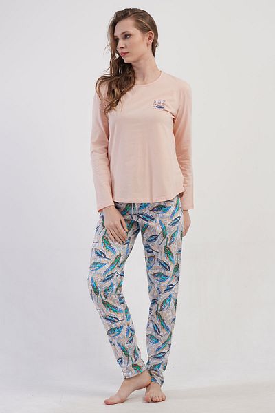 VİENETTA Cotton Women's Long Sleeve Pajamas Suit, 410018