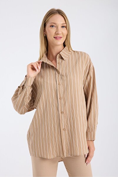 Reji Double Striped Floor Color Oversize Casual Shirt
