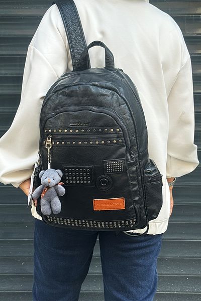 Just Polo Washing Leather Multi-Compartment Backpack