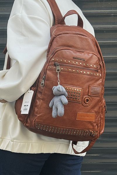Just Polo Washing Leather Multi-Compartment Backpack