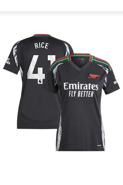 After Party Arsenal 2024-25 New Season Declan Rice Away Jersey (Black)Vs Sports Singlet