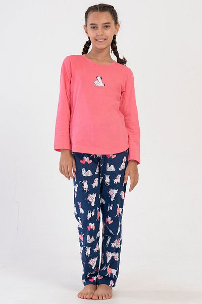 VİENETTA Cotton Girls Long Sleeve Pajamas Set(7-8/13-14), 405064
