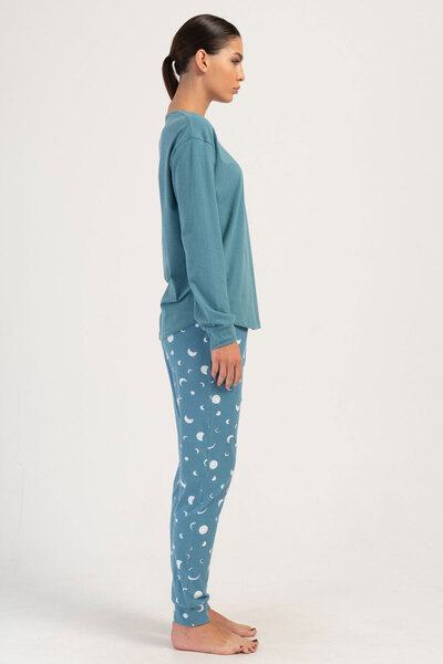 VİENETTA Cotton Women's Long Sleeve Pajamas Suit, 404025