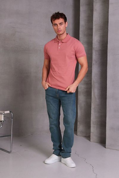 İpeksi Men's Slim Fit Cotton Soft Texture Breathable Fabric Collar T-Shirt