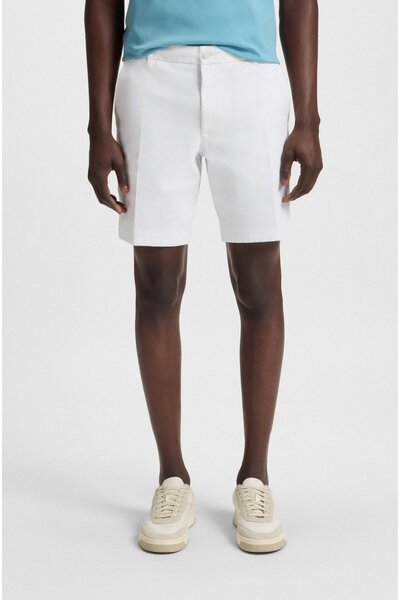 BOSS Erkek Normal Bel Diz Üstü Cep Ve Kemer Detaylı Beyaz Şort 50543951-100