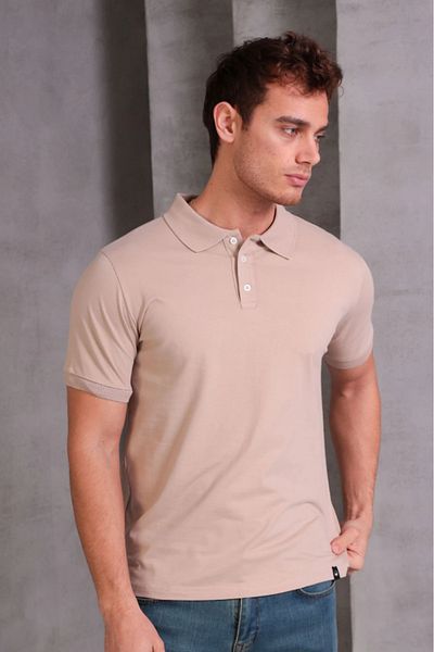 İpeksi Men's Slim Fit Cotton Soft Texture Breathable Fabric Collar T-Shirt