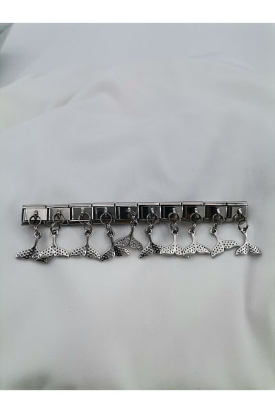 Hobimos 1 Piece Italian Steel Bracelet Charm with Dangle - Italian Steel Bracelet Charm