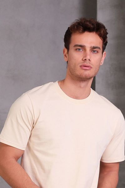 Viyamo Ανδρικό μπλουζάκι Relax Fit Crew Neck 100% βαμβακερό άνετο κομμένο βασικό μπλουζάκι