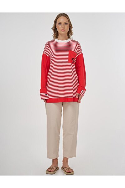 Kayra Φούτερ από 100% βαμβάκι με οπτικό εμπριμέ κόκκινο