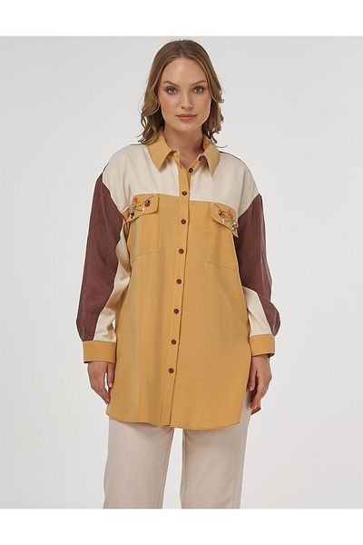 Kayra Color Blocked Modal Tunic Saffron