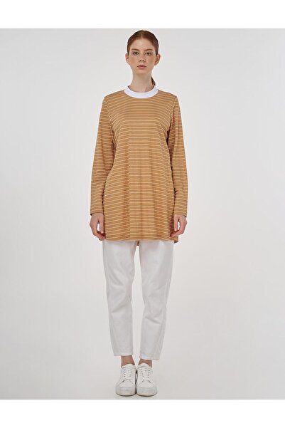 KYR Πλεκτό φούτερ με μοτίβο ρίγες μπεζ