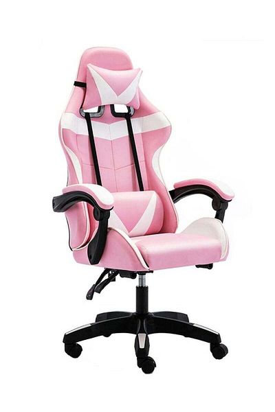 COOYA Gaming Chair Office Desk Chair, Linkage Armrests, thick sponge,Pu Leather, Adjustable Swivel, Pink