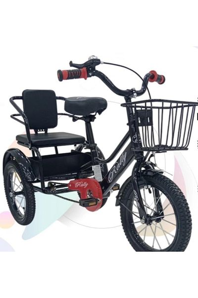Rally Children's Tricycle with a Front Basket And Back Seat Size 14inch