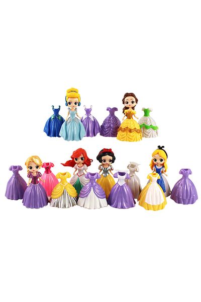 HEROCROSS 18pcs 24pcs Princess Cinderella Belle Alice Snow White Ariel Rapunzel Pvc Action Figures Interchange