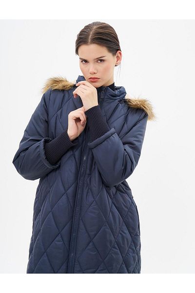 Kayra Παλτό Anorak σε φέτες μπακλαβά Navy Blue