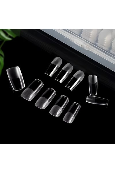 COOYA 504pcs Coffin Nails Long False Nail Tips Full Cover,Clear,White,12 Sizes for Nail Art and Nail Salon