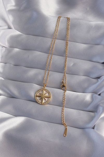 Clariss 316L Steel Chain Gold Color Zircon Stone Polar Star Necklace
