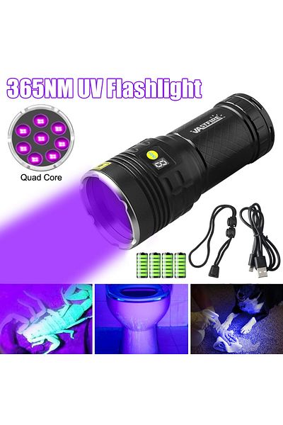Choice 365nm-With Battery UV Flashlight 365nm/395nm 8Lights Black Mirror Flashlamp Ultraviolet Ink Dryer Mo