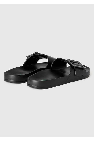 United Colors of Benetton Women's Black 100% Synthetic Belt Detailed Single Strap Slippers