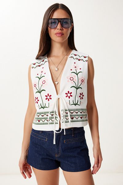 Lovelyİstanbul Embroidered Linen Vest