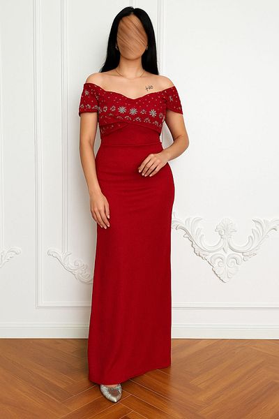 MILA WORLD Elegant off-shoulder embroidered evening dress