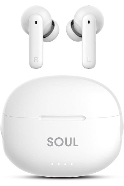 X.Cell سماعات أذن Xcell Soul17 TWS، إلغاء الضوضاء ENC، وقت تشغيل 6+20 ساعة، تحكم باللمس، لون أبيض فاتح