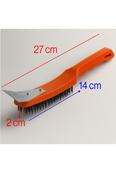 Badem10 Steel Wire Brush with Spatula 270 mm Metal Scraping Cleaning Rust Remover Handheld Nalbur Brush with Steel Bristles