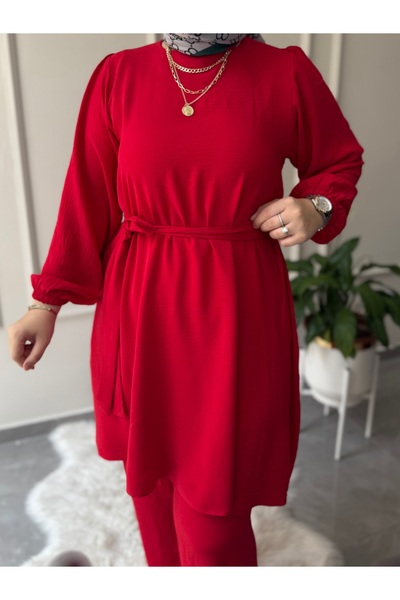 afife BÜYÜK BEDEN AEROBİN KUMAŞ TESETTÜR İKİLİ TUNİK PANTOLON TAKIMI