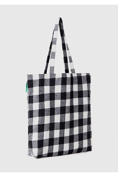 United Colors of Benetton Unisex Red Plaid Tote Bag