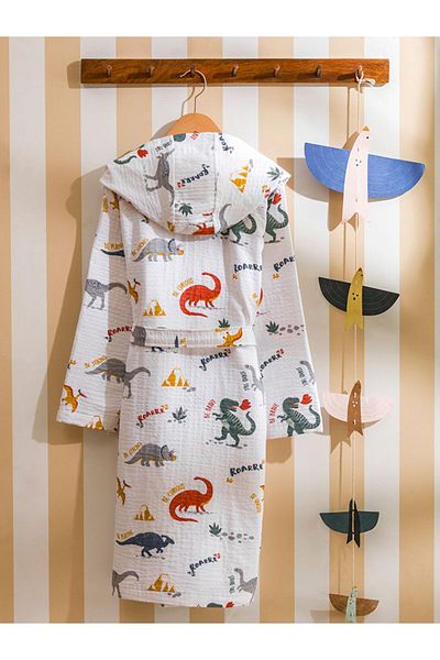 LC Waikiki Mixed Printed Hooded Boy's Bathrobe