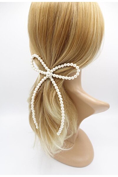 Shiklik MODA Біла перлина-бантик Модель Жіноча шпилька