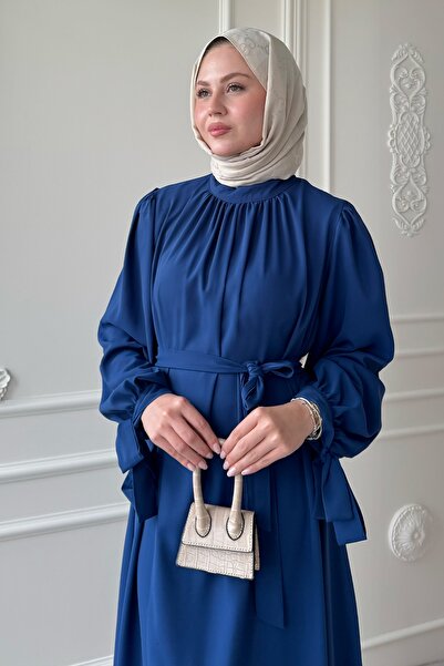 InStyle Μπλε φόρεμα με λουράκι με μανίκια