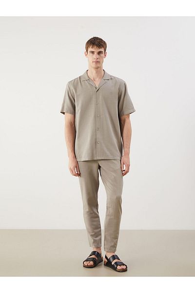 LC Waikiki Green Standard Fit Linen Look Men's Trousers
