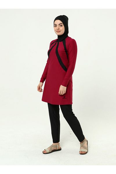 Ranuna Lycra Hijab Swimsuit - Claret Red - Ranuna