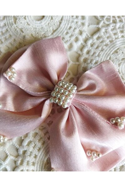 Shiklik MODA Ružičasta satenska mašna model Pearl, elegantna ženska kopča