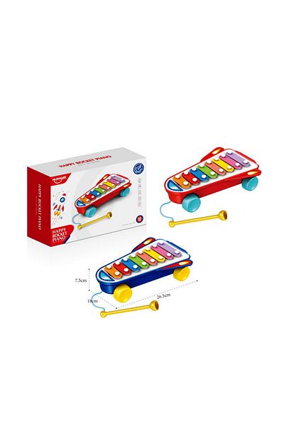 Blusmart Happy Rocket Piano xylophone pull toy