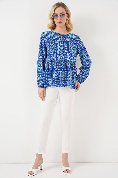 Bigdart Women's Patterned Long Sleeve Blouse 970 - Saks
