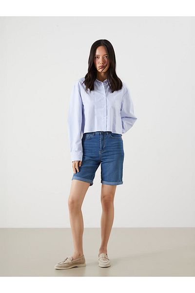 LC Waikiki Jeans Indigo Bermuda Fit Women's Jean Shorts