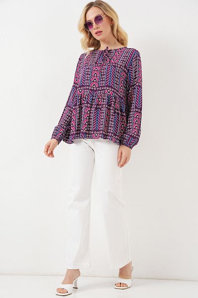 Bigdart Women's Patterned Long Sleeve Blouse 970 - Claret Red
