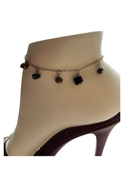 GALATA GIFT Natural Stone Anklet/Bracelet, 20-22cm Extension Chain with 5 Natural Stones Accessories-Card