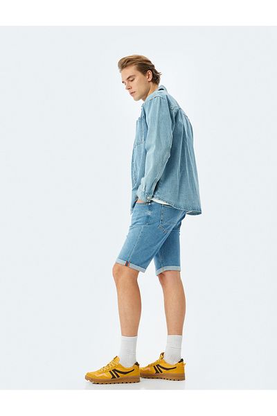 Koton Folded Leg Bermuda Slim Fit Jean Shorts