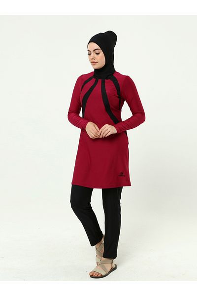 Ranuna Lycra Hijab Swimsuit - Claret Red - Ranuna