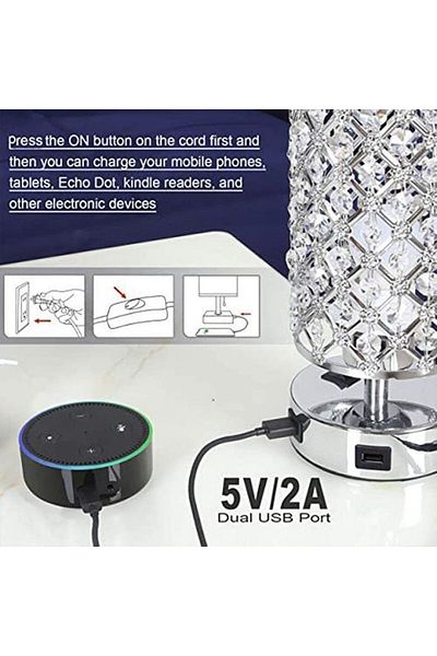 COOYA Table Lamp,Crystal Table Lamp with 3 Color Temperatures,Nightstand Bedside Lamp,3000K/4000K/5000K