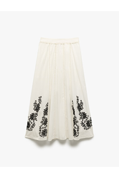 Koton Fusta lungă evazată cu căptușeală din bumbac și detaliu de broderie