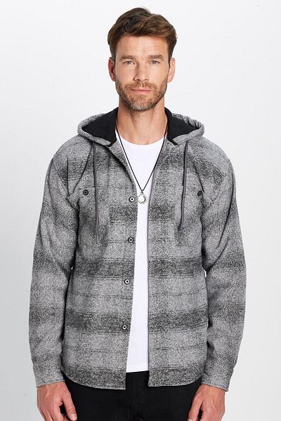 Tudors Men's Relax Fit Relaxed Fit Lumberjack Hooded Double Pocket Button Check Winter Shirt